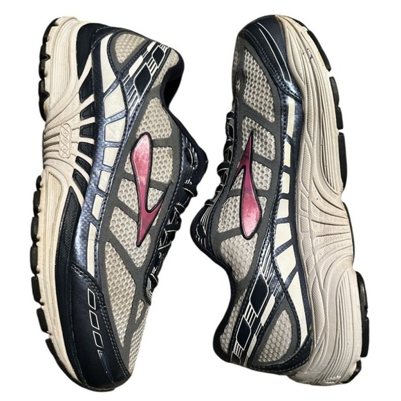 Brooks Dyad 8 Womens Sz 7.5 Navy White Pink Mesh Lace Up Athletic Running Shoes - Picture 2 of 11